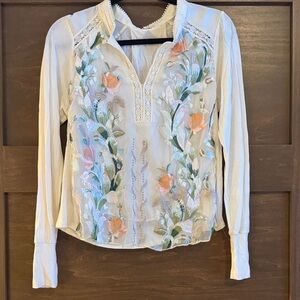 Anthropologie Floral Embroidered Women's Top